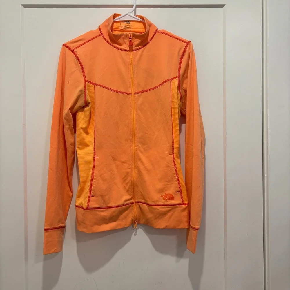 The‎ North Face Womens Orange Full Zip Athletic Track Jacket Mock Neck Medium